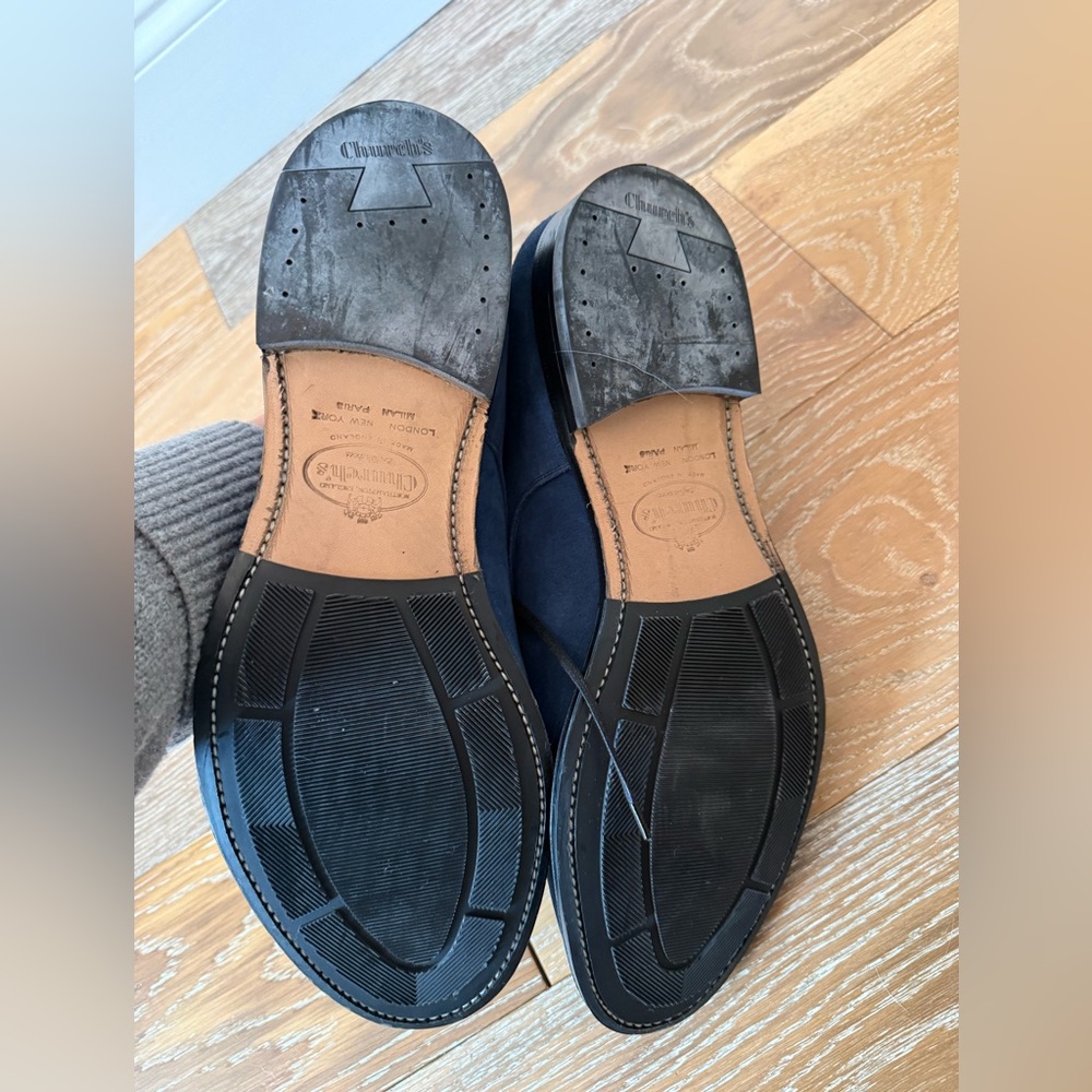 CHURCH'S blue Padstow Suede Derby Shoes - Picture 4 of 10